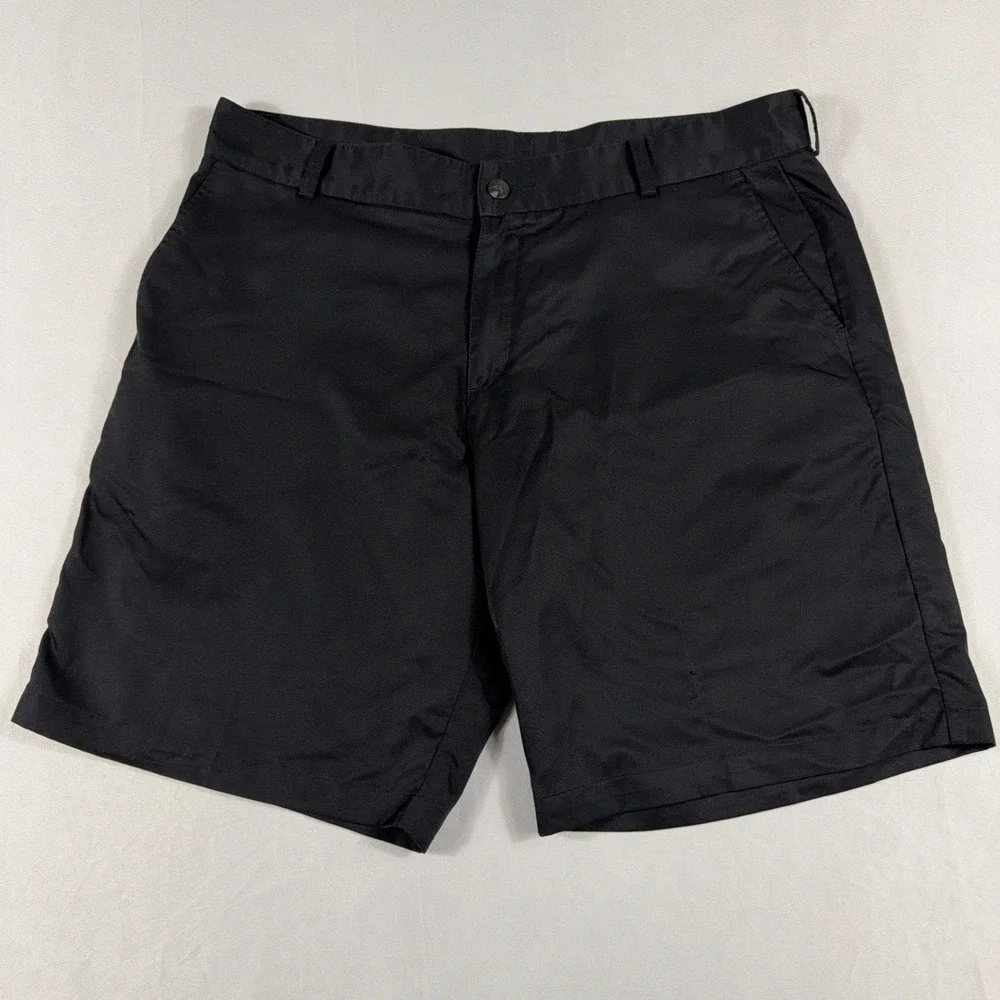 Adidas‎ Golf Shorts Climalite Performance Flat Front Mens Size 38 Black Solid